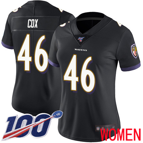Baltimore Ravens Limited Black Women Morgan Cox Alternate Jersey NFL Football 46 100th Season Vapor Untouchable